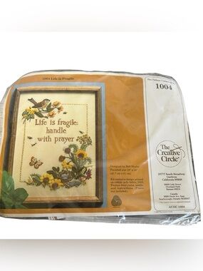 Vintage The Creative Circle Life Is Fragile Crewel Embroidery Kit 1004 NOS